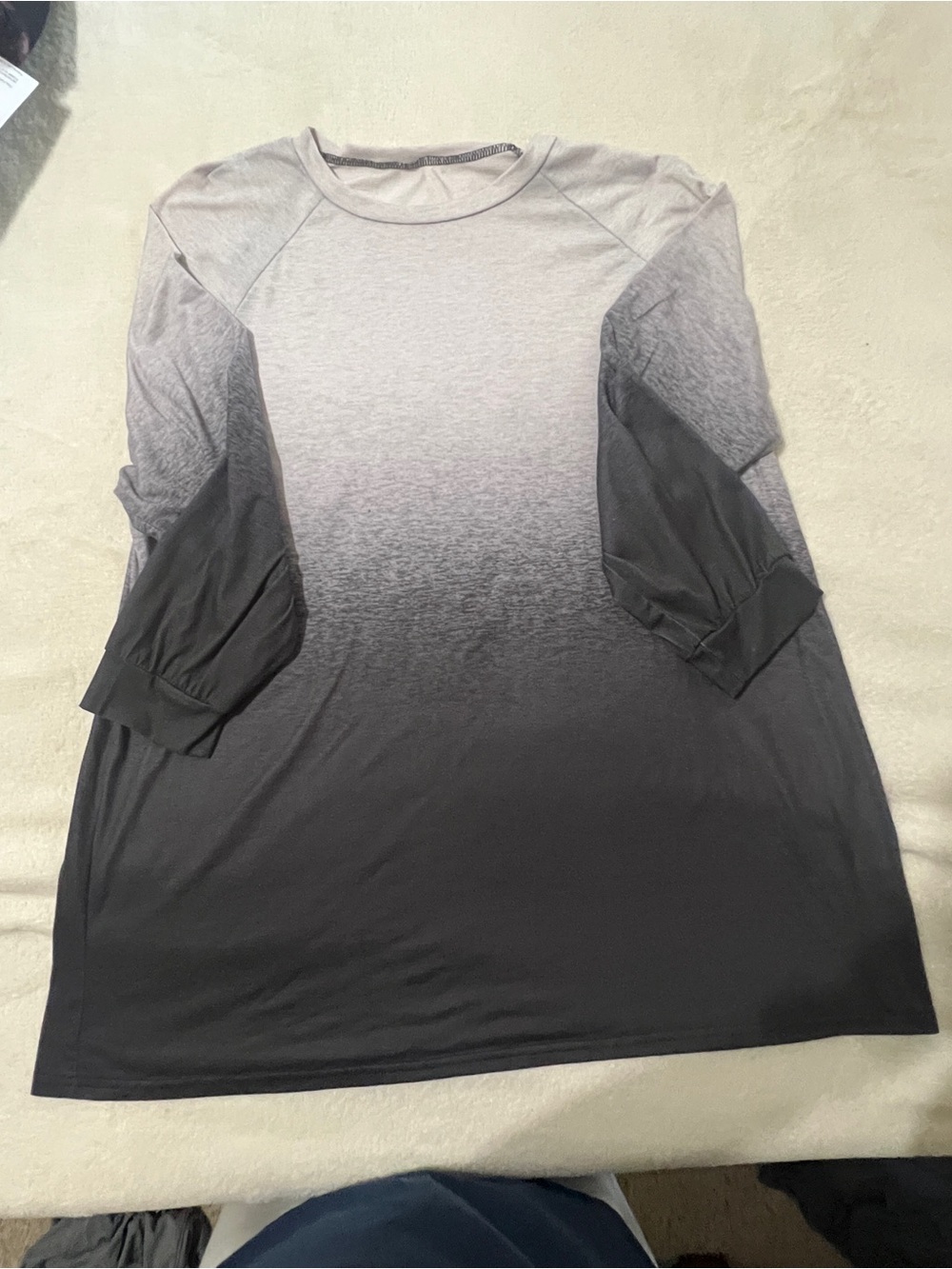 SHEIN Ombre Long Sleeve Tunic Top - Gray to Black